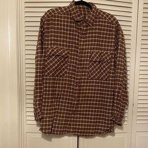 Arizona Jean Company Brown Plaid Casual Button Down Shirt